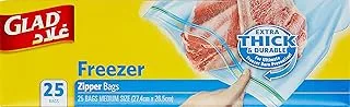 Glad zipper freezer bags size 27.4cm x 26.5cm 25pcs