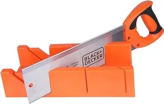 BLACK+DECKER 350 mm Frame Box with Steel Saw for 45-90 Degree Cuts, Orange/Black, BDHT20346