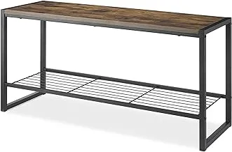 Whitmor Modern Industrial Entryway Bench w/Shoe Storage, Brown