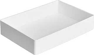 Amazon Basics Rectangular Plastic Desk Organizer, Accessory Tray, White