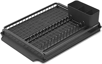 Brabantia 117404 Large Dish Drying Rack with Draining Tray, Dark Grey