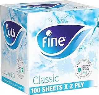 Fine Facial Tissue, 1 Cubic box 2 Ply × 100 Sheets, with Cotton Feel Tissues Suitable for All Skin Types and any event