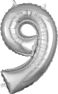 RGLT 9 SILVER Number Balloons 32inch Helium Birthday Balloons Foil Mylar Digital Balloons for Birthday Engagement Wedding Bridal Shower Anniversary