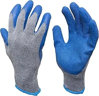 Royal Apex Rubber Latex Double Coated Work Gloves with Grip for Construction, Gardening Gloves, Heavy Duty Cotton Blend Blue Uni size