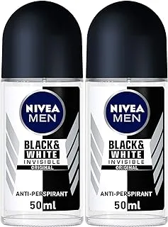 NIVEA MEN Antiperspirant Roll-on for Men, Black & White Invisible Protection Original, 2x50ml