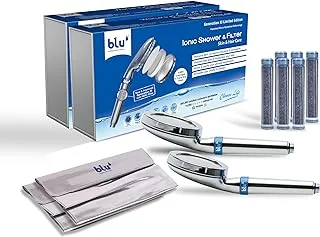 blu Ionic Shower Head and Shower Filter - Handheld - 2 Pcs Combo - Removes Chlorine & Harmful Pollutants - Prevent Hair Loss & Moisturize Your Skin, Chrome