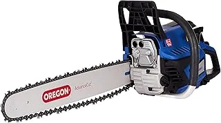 VTOOLS 20 Inch 58 Cc 2-Stroke Handheld Gasoline/Petrol Powered Chainsaw Cutter With Oregon Chain For Cutting Trees, Wood, And Logs, Blue, VT4200-CS