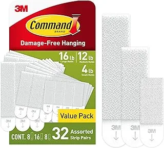 Command Command, Ph211-32Na, Picture Hanging Strips, 8 Small Pairs, 16 Medium Large White, In Easy-To-Open Packaging