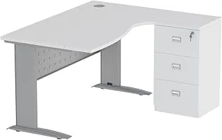 Mahmayi Stazion Modern Office Workstation Desk (140Cm)-W140Cms X D120Cms X H75Cms (White) Me1412Wh