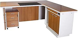 Mahmayi Zelda Modern Desk, Brown/White, 185 x 180 x 75 cm, ZHm230-18EXEC