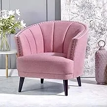 SOPHIE Club Chair [Pink] Upholstered Chair for Living Room - Studded Detailing, Solid Wood Legs | Accent Chairs