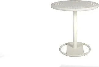 KOSE ROUND TABLE, BRUSHED ALUMINIUM, BLANC