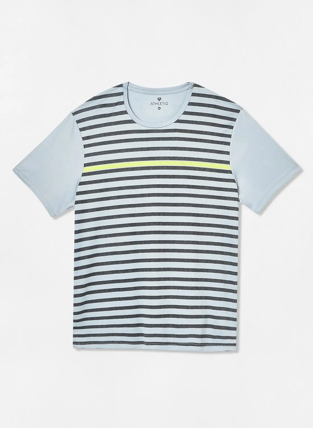 Athletiq Round Neck Stripes T-Shirt Grey