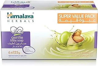 Himalaya Gentle Baby Soap | No Parabens, Phthalates & Synthetic Colors Enriched With Olive & Almond Oil, Mild & Soothing Soap That Gently Cleanses Your Baby’S Skin, Keeping It Soft & Supple - 125Gm*6.