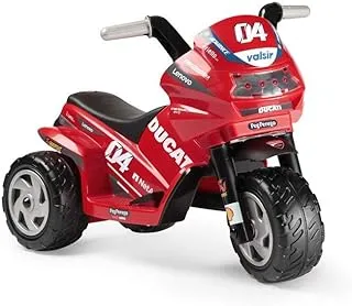 Peg Perego Ducati Mini Evo لعبة ركوب على الدراجة / دراجة نارية أنيقة قابلة لإعادة الشحن تعمل بالبطارية للأطفال / طفل صغير مع أضواء وأصوات مناسبة من سنة واحدة + - أحمر