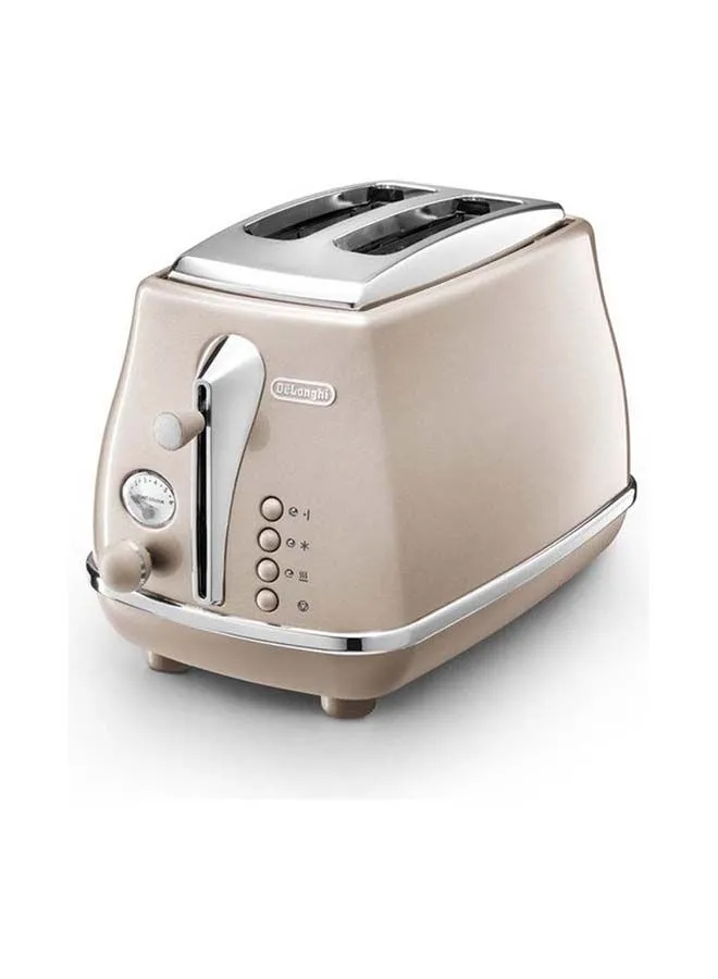 De'Longhi 2-Slice Icona Metallics Toaster 900.0 W CTOT2003.BG Beige