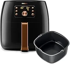 Philips XXL Airfryer - 2225W, 7.3L, 1.4KGs, Smart Sensing Technology, Rapid Air Technology, Black/Copper - HD9863/91