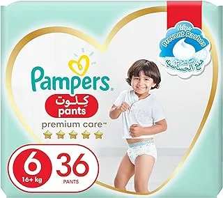 Pampers Premium Care Pants Diapers, Size 6, 16+kg, Unique Softest Absorption for Ultimate Skin Protection, 36 Count