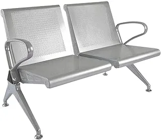 Mahmayi Banco Hf Metal Bench Bold And Stylish Bench With Mesh Back And Seat - Powder Coated Arms And Legs (2 Seater)-W107Cms X D45Cms X H77Cms (Grey) Hf2Smb