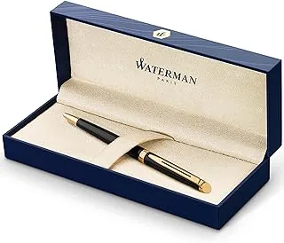 Waterman Hémisphère Kugelschreiber | Hochglänzend Schwarz Mit Zierteile AUS 23 K Gold | Mittlere Spitze | Blaue Tinte | Geschenkbox