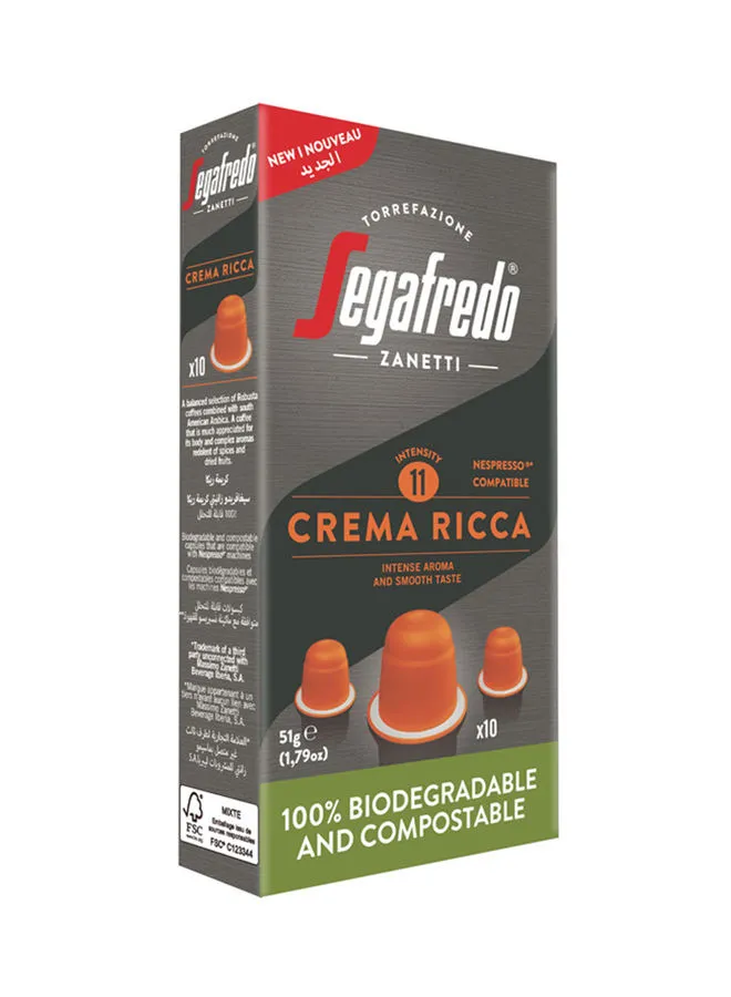 Segafredo Nespresso Compatible Capsules Crema Ricca 51grams