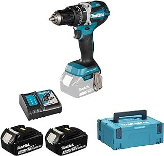 Makita DHP484RTJ 18V Li-Ion LXT Brushless Combi Drill Complete with 2 x 5.0 Ah Li-Ion Batteries and Charger Supplied in A Makpac Case, LARGE