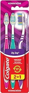 Colgate Zigzag Toothbrush Medium، 3 Pack Value Pack، Assorted Color