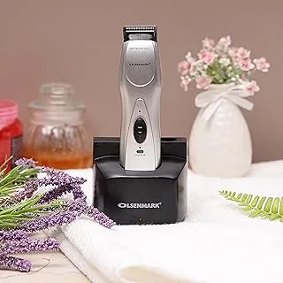 Olsenmark OMTR3001 Rechargeable Hair Trimmer - Power (W): 3 - LED indicator light - Rechargeable - Cordless - Chromium steel blade - 5 Position attachment comb - Charging stand