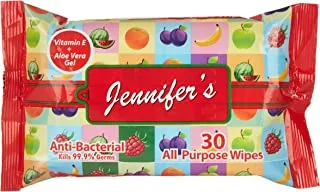 Jennifer's All Purpose Anti-Bacterial Wipes, Pack of 1 x 30 Wipes