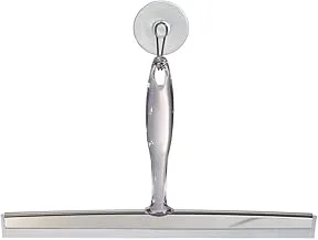 Idesign Zia Metal And Plastic Bathroom Squeegee For Shower, Glass Doors, Floors, Mirrors, With Suction Hook Holder , 12 Inches, Clear And Stainless Steel