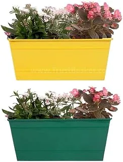 TrustBasketSet of 2 - Rectangular Railing Planter -Yellow and Green (12 Inch)