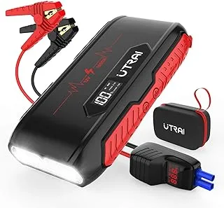 Utrai Jstar 3 Car Jump Starter مع مشابك ذكية لشاشة LCD ، 1600 أمبير 20000 مللي أمبير (ما يصل إلى 7 لتر غاز أو 6 لتر محرك ديزل) 12 فولت معزز تلقائي للبطارية حزمة طاقة محمولة مع 10 مصابيح LED مدمجة ، حماية آمنة