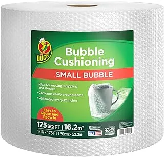 Duck Brand Bubble Wrap Roll ، وسادة فقاعية أصلية ، 12 بوصة × 175 بوصة ، مثقبة كل 12 بوصة (286891)