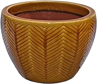 Dubai Garden Centre Portly Egg Fishbone Honey Ceramic Pot