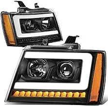 Dna Motoring Hl-Hpl-Csa07-Bk-Am Led Drl+Sequential Turn Signal Projector Headlight Headlamps,Black Housing/Amber Corner