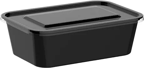 Cosmoplast 750 Ml Pack Of 10 Black Microwave Containers With Clear Lids