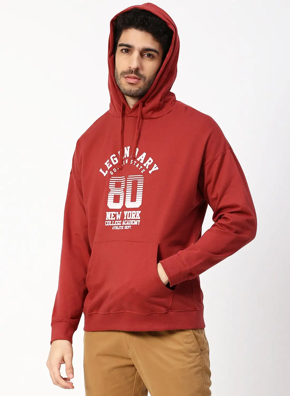 Noon East Printed Casual Hoodie Red