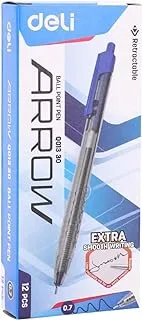 deli Q01330 Ball Point Pen Low viscosity ink for an extra smooth writing - Pack of 12