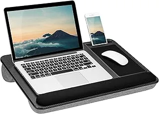 Lapgear Home Office Pro Lap Desk With Wrist Rest, Mouse Pad, And Phone Holder - Black Carbon - Fits Up To 15.6 Inch Laptops - Style No. 91598