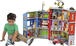 Kidkraft 63239 Everyday Heroes Wooden Playset, 3-Story With 35-Piece Accessories, Foldable For Storage