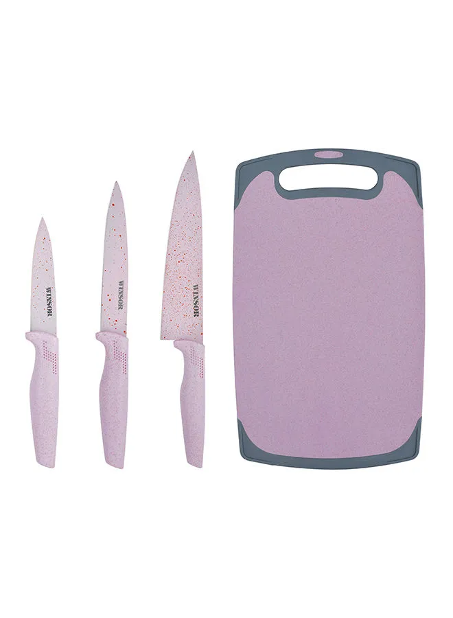 Winsor Cutting Board With Knife Set Pink/Grey 5.5inch