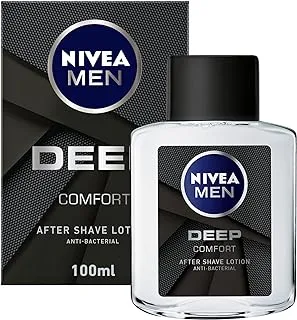 NIVEA MEN After Shave Lotion, DEEP Antibacterial Black Carbon Woody Scent, 100ml