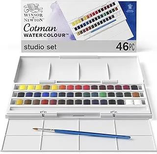 Winsor & Newton Cotman Watercolor 1/2 Pans Studio 45-Pieces Set, Assorted