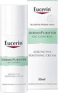 Eucerin DermoPurifyer Oil Control Adjunctive Soothing Face Day Cream for Oily and Acne-Prone Skin, UVA & UVB Protection, SPF 30, Moisturizes and Soothes Skin, Reduces Redness, 50ml