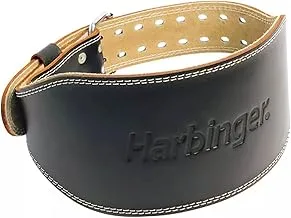 Harbinger Padded Leather Contoured Weightlifting Belt with Suede Lining and Steel Roller Buckle