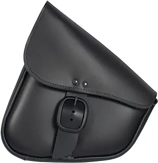 Willie & Max Black Leather Motorcycle Swingarm Bag for Softail/Triangulated Swingarm Models - Matte Black Buckle - Made in USA [59893-00]