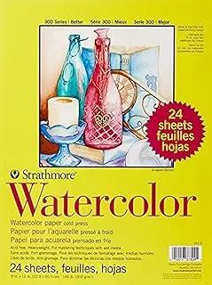 Strathmore 300 Series Cold Press Watercolor Paper, 361-9, Pack of 1 x 24 Sheets