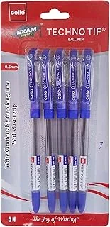 Cello Techno Tip Exam Expert Ball Pen - Blue, Pack of 5