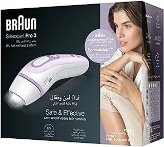 Braun Silk Expert Pro 3 Latest Generation Ipl, Permanent Hair Removal, White&Lilac, PL3011