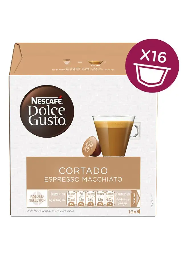 Nescafe Dolce Gusto Espresso Coffee Capsules Cortado 6.3grams Pack of 16